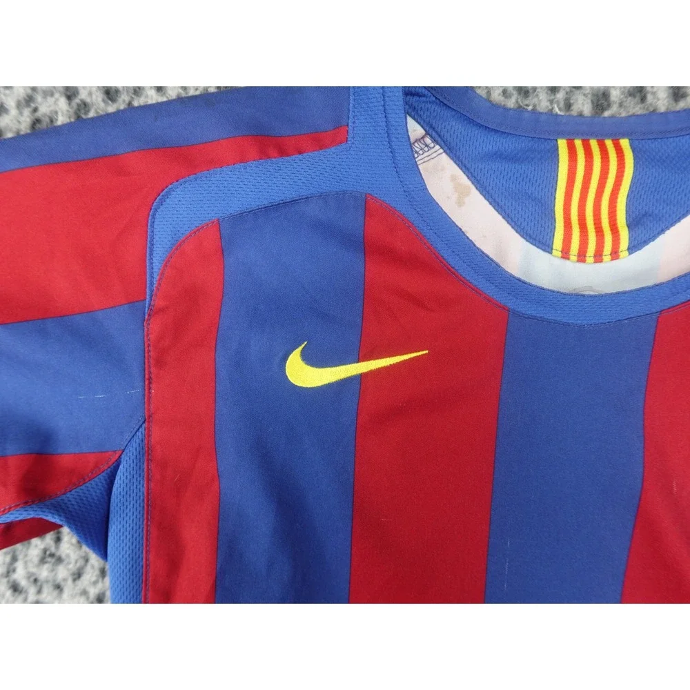 Nike FC Barcelona Jersey Youth Large Blue Red Good Ronaldinho 10 2005-06 T90